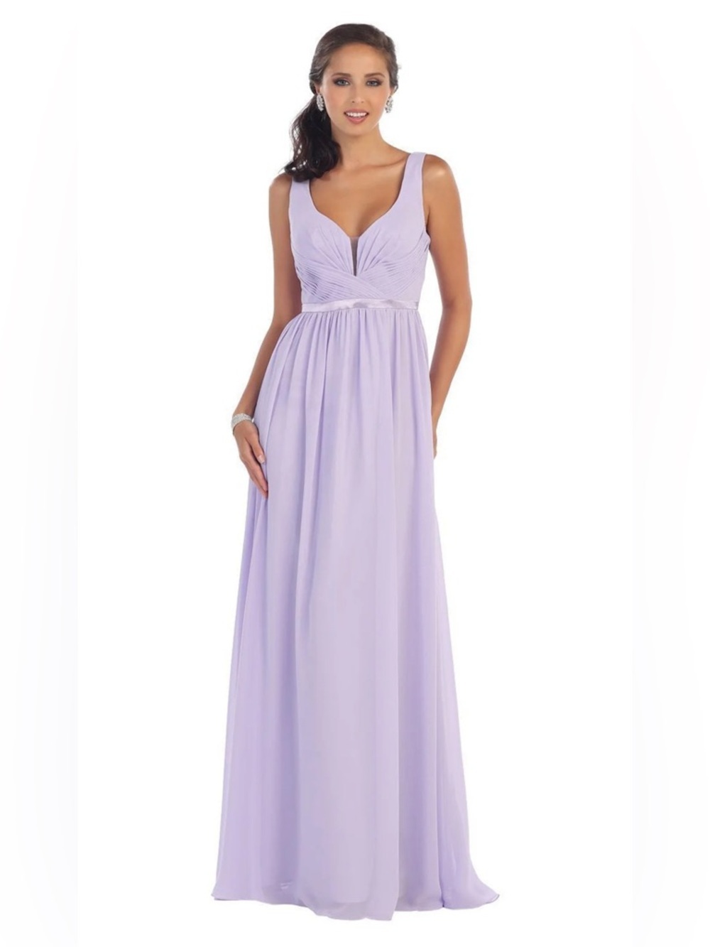 NWT May Queen Lilac Chiffon V-Neck Maxi Dress